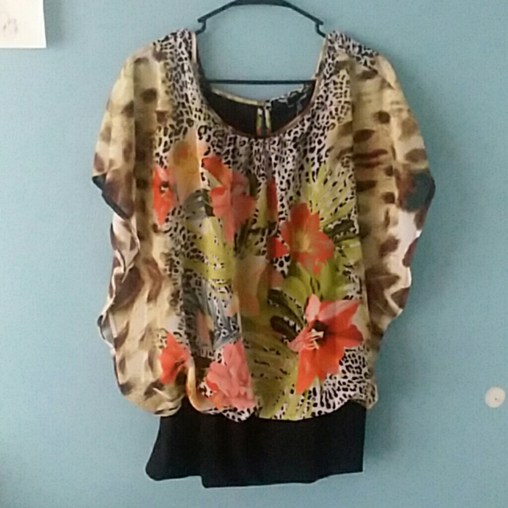 Floral and Cheeta Print Top